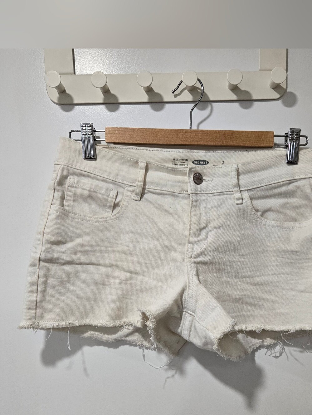 Old Navy Off-White Denim Cutoff Shorts